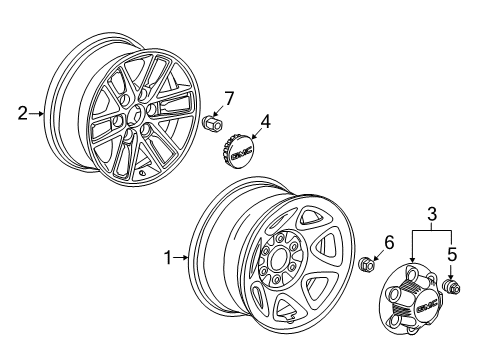 2019 GMC Sierra 1500 Wheels Wheel, Alloy Diagram for 23376228