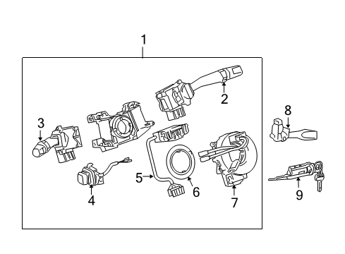 2008 Lexus GX470 Shroud, Switches & Levers Switch Assy, Turn Signal Diagram for 84310-6B871