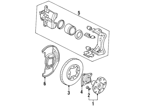 1996 Honda Accord Front Brakes Caliper Sub-Assembly, Left Front Diagram for 45019-SM4-A00