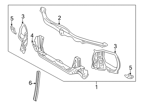 2000 Toyota RAV4 Radiator Support Side Panel Diagram for 53212-42020