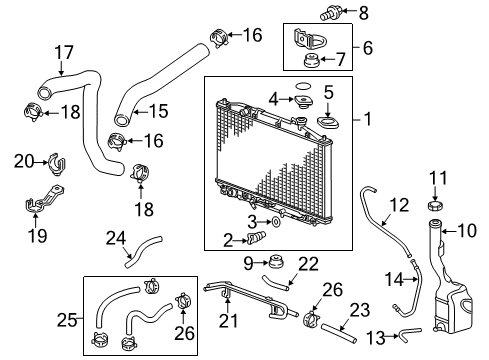2014 Honda Odyssey Radiator & Components Hose, Water (Lower) Diagram for 19502-RV0-A00