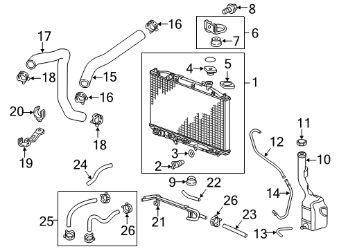 2011 Honda Odyssey Radiator & Components Bracket, Water Hose Diagram for 19518-R70-A00