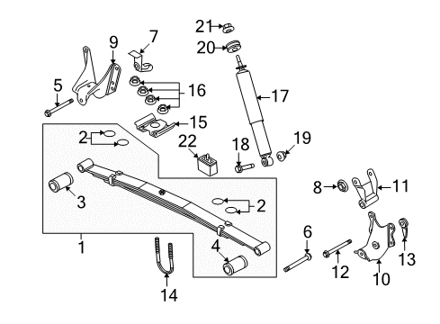 2010 Ford E-150 Rear Suspension Leaf Spring Diagram for 8C2Z-5560-AB