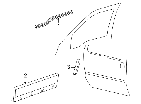 2001 Ford Excursion Exterior Trim - Front Door Edge Guard Diagram for YC3Z-7820910-AA