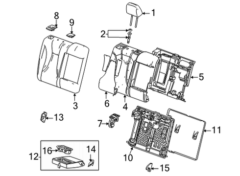 2022 Buick Envision Rear Seat Components Seat Back Frame Diagram for 13537098