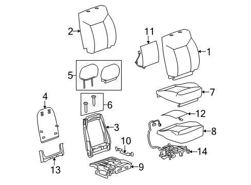 2009 Hummer H2 Front Seat Components Pad, Driver Seat Cushion Diagram for 19127585