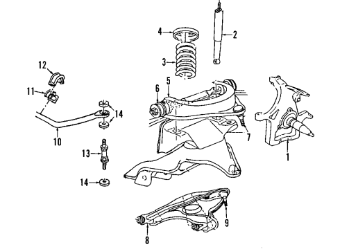 2014 Ram 2500 Front Suspension Components, Lower Control Arm, Upper Control Arm, Stabilizer Bar Suspension Diagram for 68190900AD