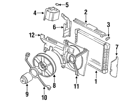 1991 Pontiac Grand Am Radiator & Components, Cooling Fan Radiator Coolant Outlet Pipe Assembly Diagram for 24570320