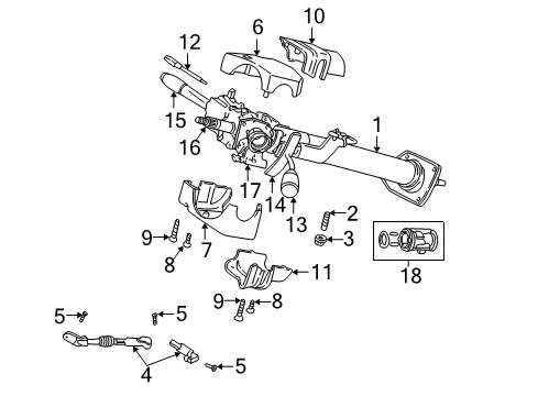 2000 Dodge Durango Steering Column, Steering Wheel & Trim, Shroud, Switches & Levers Shaft-Intermediate Diagram for 55351199AF