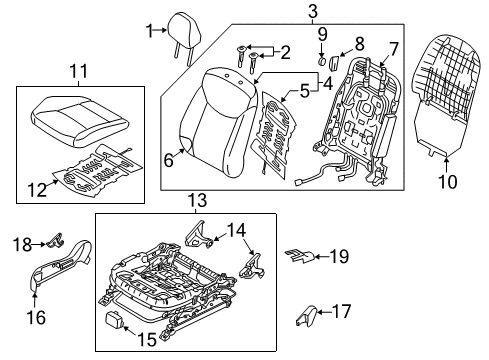 2013 Hyundai Elantra Coupe Passenger Seat Components Cushion Assembly-Front Seat, Passenger Diagram for 88200-3X810-MBF