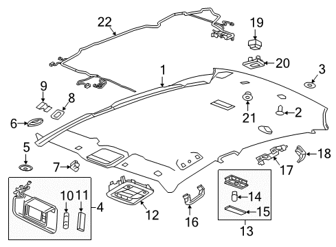 2020 Chevrolet Malibu Interior Trim - Roof Sunvisor Cover Diagram for 23492580