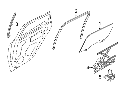 2016 Infiniti Q70L Rear Door - Glass & Hardware Glass Run Rubber-Rear Door Window, RH Diagram for 82330-1PM0A