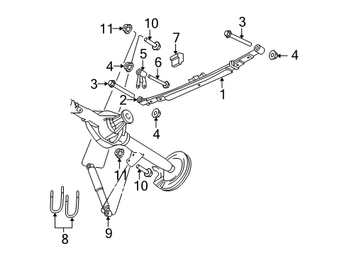 2008 Dodge Ram 1500 Rear Suspension Rear Leaf Spring Diagram for 52121705AA