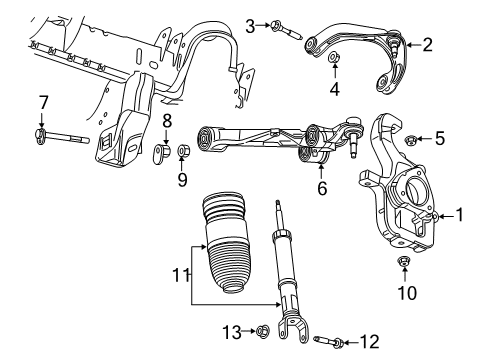 2020 Ram 1500 Suspension Components, Lower Control Arm, Upper Control Arm, Ride Control, Stabilizer Bar Air Suspension Diagram for 68318300AF