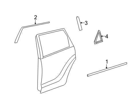 2009 Toyota Matrix Exterior Trim - Rear Door Divider Seal Diagram for 67487-02050