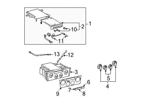 2002 Toyota Avalon A/C & Heater Control Units Heater Control Button Diagram for 55905-41290-C0