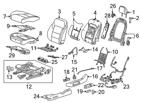 2022 Chevrolet Bolt EUV Driver Seat Components Lumbar Switch Diagram for 42778340