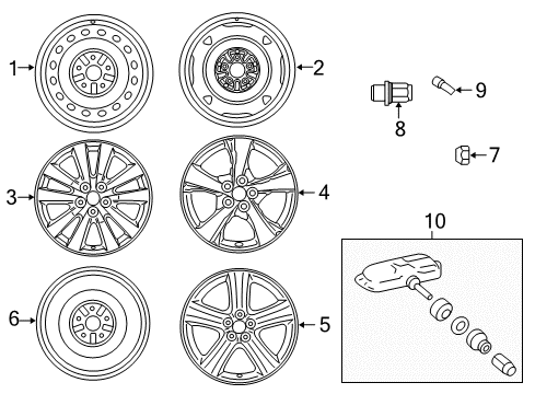 2010 Toyota Corolla Wheels Wheel, Steel Diagram for 42611-12B80