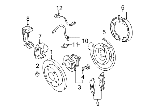 2014 GMC Terrain Anti-Lock Brakes Park Brake Shoes Diagram for 96626083