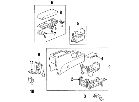 1995 Honda Accord Rear Console Holder Assembly, Cup (Silky Ivory) Diagram for 77230-SV4-A22ZD
