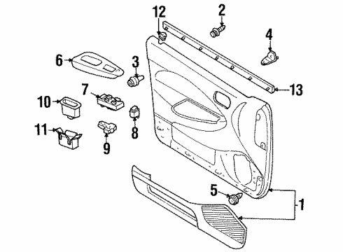 2000 Ford Escort Front Door Armrest Diagram for F7CZ-5424168-AAF