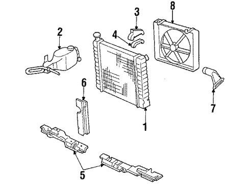 1986 Cadillac Cimarron Radiator & Components, Cooling Fan Radiator Asm Diagram for 3090285
