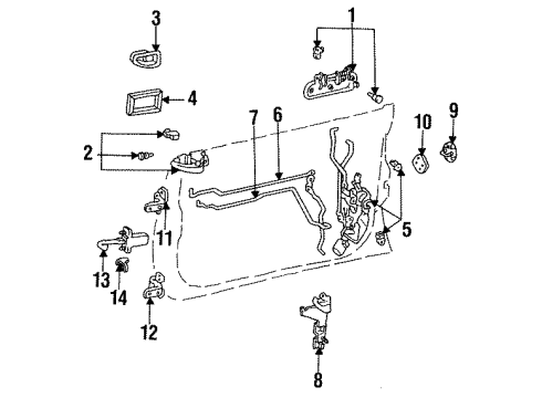 1994 Lexus ES300 Front Door - Lock & Hardware Front Door Inside Handle Sub-Assembly, Left Diagram for 69206-33020-C0