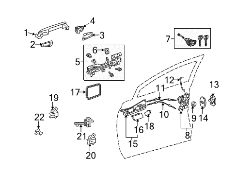 2011 Lexus RX350 Front Door Front Door Outside Handle Assembly, Right Diagram for 69210-0E010-A0