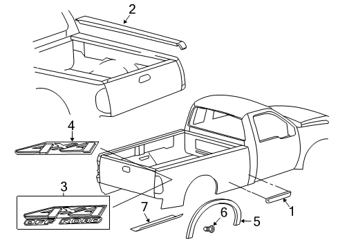 1999 Ford F-250 Super Duty Exterior Trim - Pick Up Box Decal Diagram for F81Z-9925622-BAC