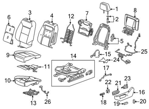 2022 GMC Yukon XL Power Seats Adjust Knob Diagram for 84497609