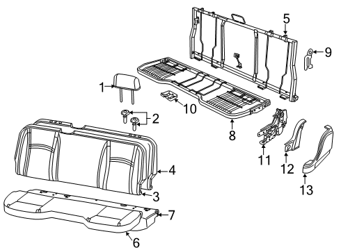 2021 Ram 1500 Rear Seat Components Seat Cushion Foam Diagram for 68299923AC