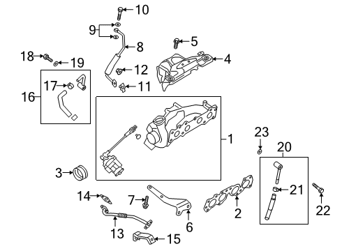 2021 Genesis G70 Turbocharger Pipe-Oil Feed Diagram for 282402CTA1