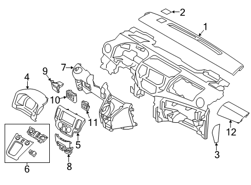 2015 Chevrolet City Express Cluster & Switches, Instrument Panel Defroster Panel Cover Diagram for 19316770