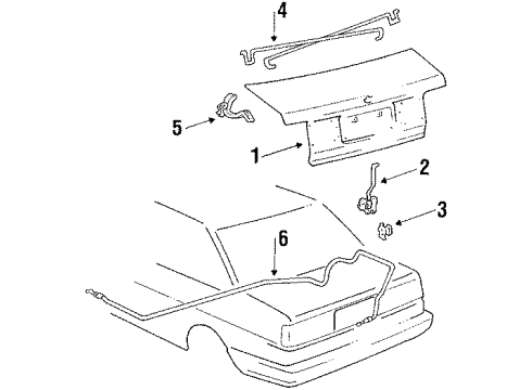 1986 Chevrolet Nova Trunk Lid Weatherstrip, Rear Compartment Lid Diagram for 94844450