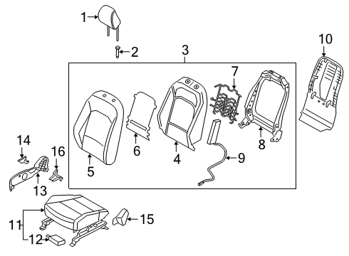 2022 Kia Soul Passenger Seat Components Cushion Assembly-Fr Seat Diagram for 88200K0000SQ1