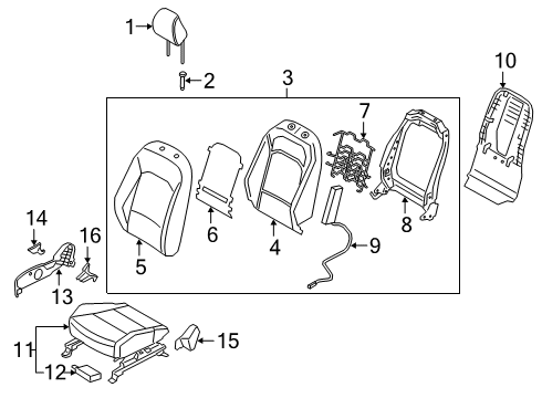 2021 Kia Soul Passenger Seat Components Cushion Assembly-Fr Seat Diagram for 88200K0110SQ8