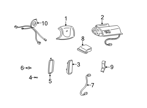 2003 Pontiac Bonneville Air Bag Components Coil Kit, Steering Wheel Inflator Restraint Module Diagram for 26089986