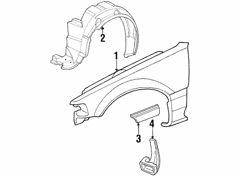 1989 Honda Civic Fender & Components Fender, Right Front (Inner) Diagram for 74101-SH5-000