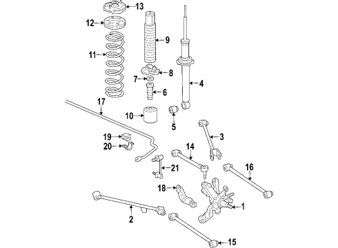 2007 Honda Accord Rear Suspension Components, Lower Control Arm, Upper Control Arm, Stabilizer Bar Link, Left Rear Stabilizer Diagram for 52325-SDA-A01