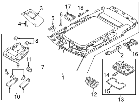 2022 Kia Niro Interior Trim - Roof Lamp Assembly-Overhead Console Diagram for 92800G5100HGC