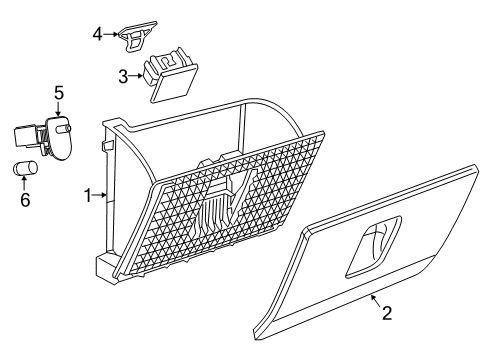 2013 Ram 3500 Glove Box Latch-GLOVEBOX Door Diagram for 1JQ68DX9AA