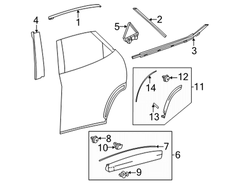 2022 Lexus NX250 Exterior Trim - Rear Door MOULDING SUB-ASSY, R Diagram for 75075-78020