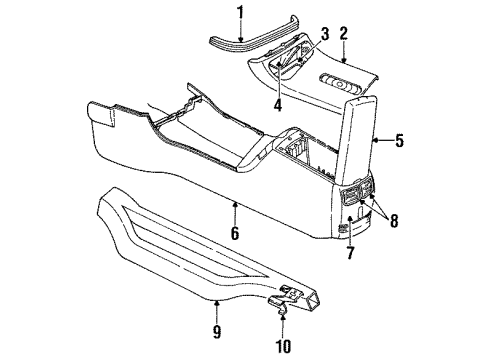 1996 Chrysler Concorde Center Console BOX/BIN-Floor Console Diagram for HH94RP8