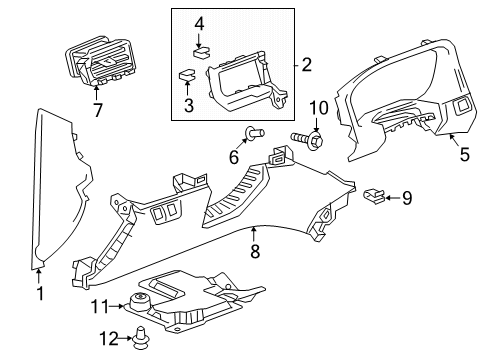 2022 GMC Acadia Cluster & Switches, Instrument Panel Side Cover Diagram for 84501919