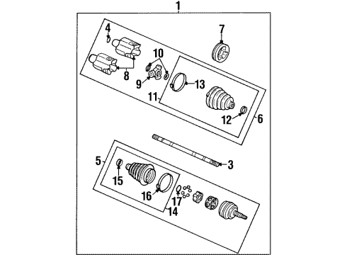 2002 Oldsmobile Aurora Drive Axles - Front Boot Kit, Front Wheel Drive Shaft Cv Joint Diagram for 26044383