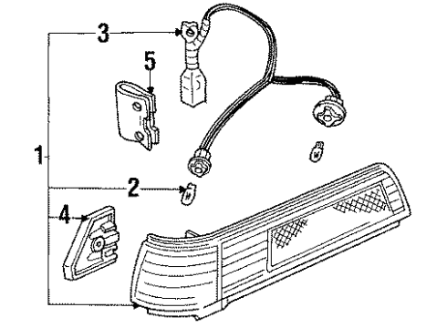 1988 Honda Accord Marker & Signal Lamps Wire Diagram for 34303-SE0-A01