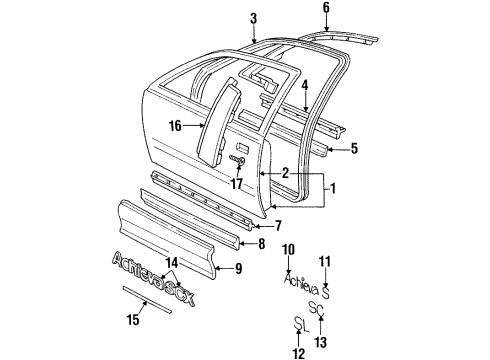 1993 Oldsmobile Achieva Front Door & Components, Exterior Trim Sealing Strip Asm-Front Side Door Window Outer *Black/Bright Diagram for 22606359