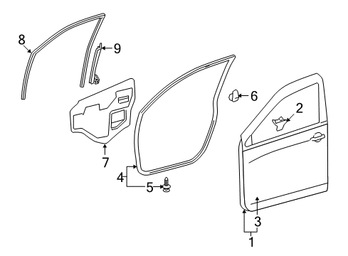 2009 Toyota RAV4 Front Door Window Regulator Diagram for 69801-0R010