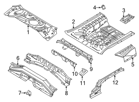 2020 Nissan Versa Rear Floor & Rails Floor-Rear, Front Diagram for G4512-5EEMA