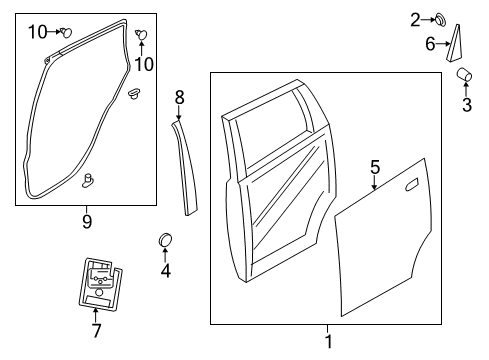 2014 Nissan Versa Note Rear Door Pad-Rear Door Outer, LH Diagram for 82859-3WC1A
